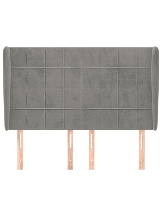 Čelo postele typu ušák světle šedé 147x23x118/128 cm samet