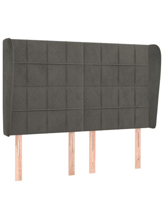 Čelo postele typu ušák tmavě šedé 147x23x118/128 cm samet