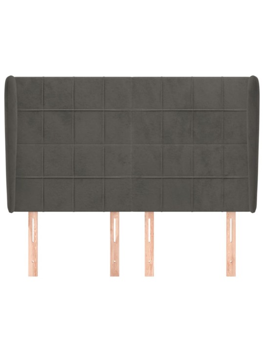 Čelo postele typu ušák tmavě šedé 147x23x118/128 cm samet
