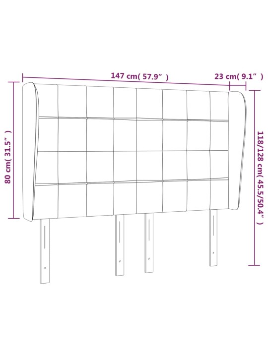 Čelo postele typu ušák tmavě šedé 147x23x118/128 cm samet