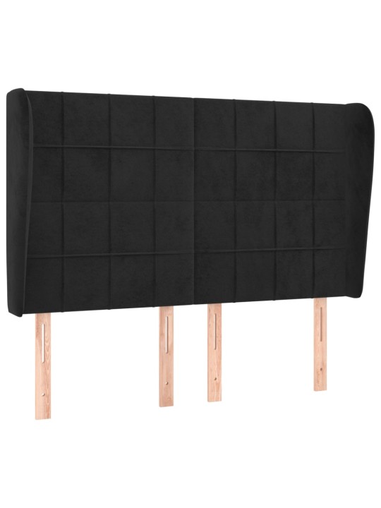 Čelo postele typu ušák černé 147x23x118/128 cm samet