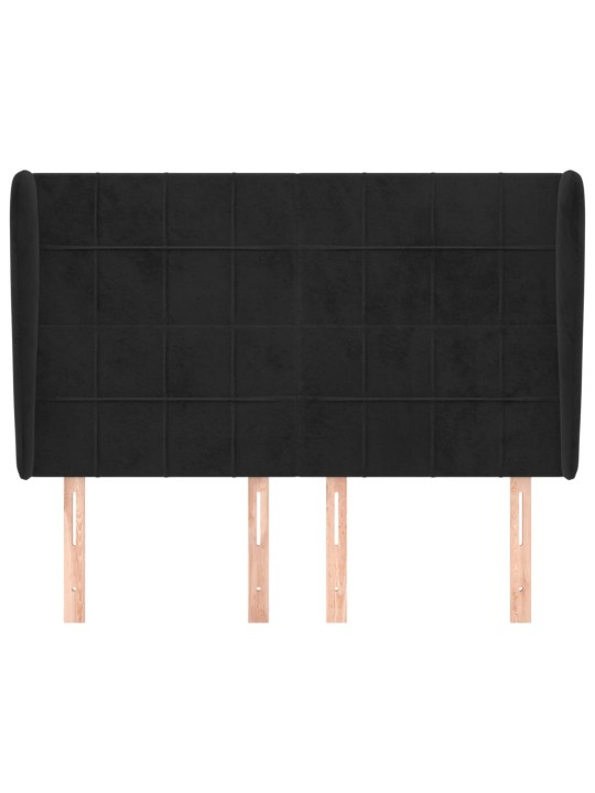 Čelo postele typu ušák černé 147x23x118/128 cm samet