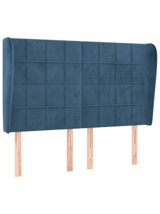 Čelo postele typu ušák tmavě modrá 147x23x118/128 cm samet