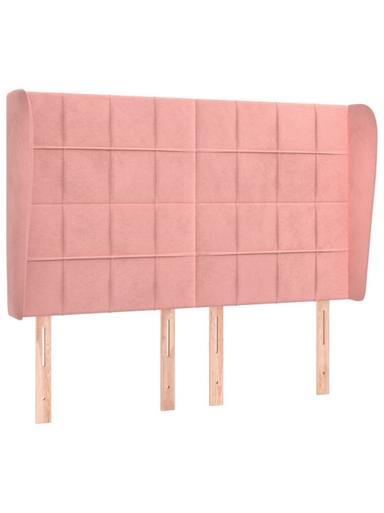 Čelo postele typu ušák růžové 147x23x118/128 cm samet