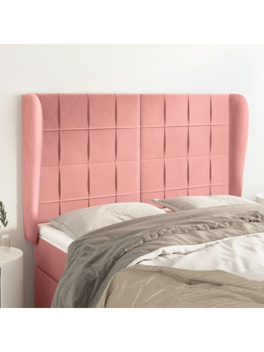 Čelo postele typu ušák růžové 147x23x118/128 cm samet