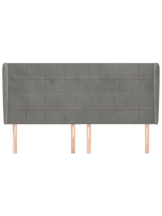 Čelo postele typu ušák světle šedé 163x23x118/128 cm samet