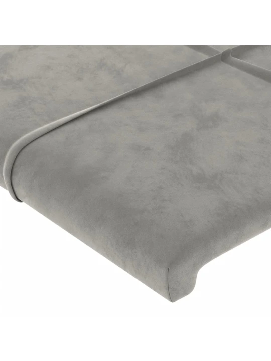 Čelo postele typu ušák světle šedé 163x23x118/128 cm samet
