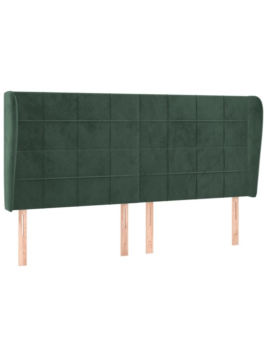 Čelo postele typu ušák tmavě zelená 163x23x118/128 cm samet