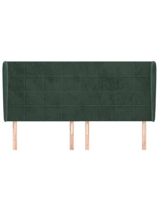 Čelo postele typu ušák tmavě zelená 163x23x118/128 cm samet