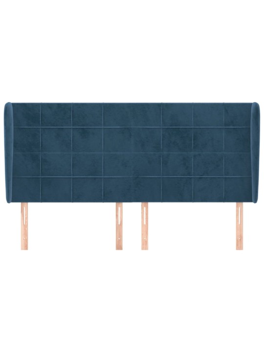 Čelo postele typu ušák tmavě modrá 163x23x118/128 cm samet