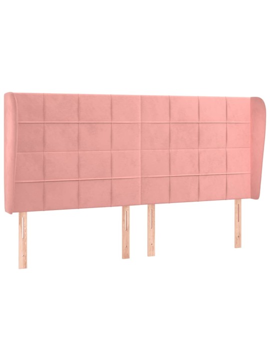 Čelo postele typu ušák růžová 163x23x118/128 cm samet