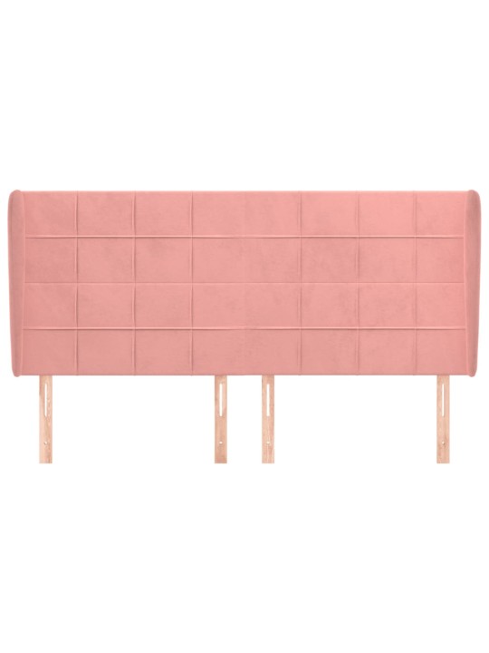 Čelo postele typu ušák růžová 163x23x118/128 cm samet