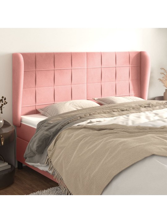 Čelo postele typu ušák růžová 163x23x118/128 cm samet