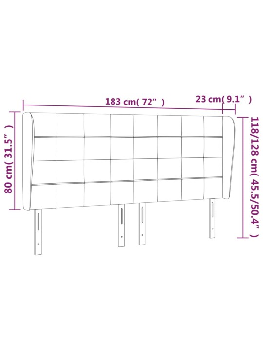 Čelo postele typu ušák tmavě šedé 183x23x118/128 cm samet