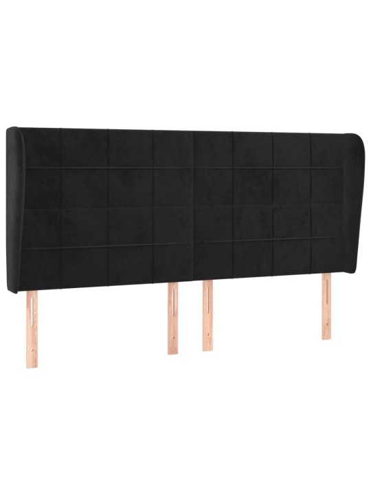 Čelo postele typu ušák černé 183x23x118/128 cm samet