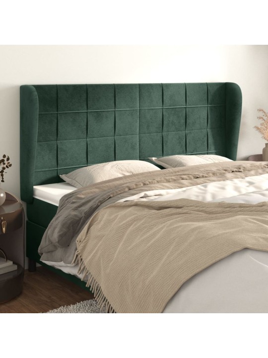 Čelo postele typu ušák tmavě zelená 183x23x118/128 cm samet