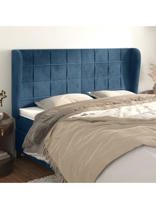 Čelo postele typu ušák tmavě modrá 183x23x118/128 cm samet