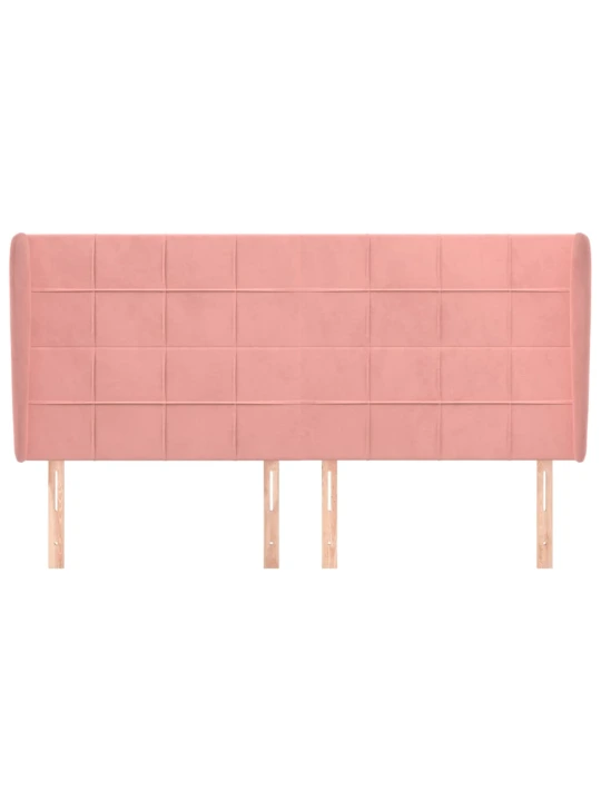 Čelo postele typu ušák růžová 183x23x118/128 cm samet