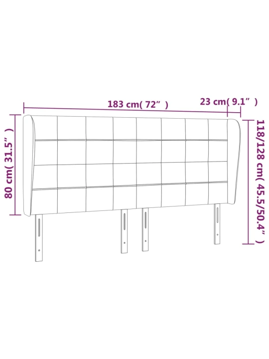Čelo postele typu ušák růžová 183x23x118/128 cm samet