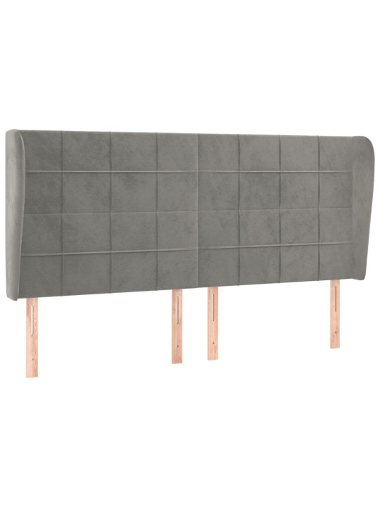 Čelo postele typu ušák světle šedé 203x23x118/128 cm samet