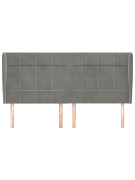 Čelo postele typu ušák světle šedé 203x23x118/128 cm samet