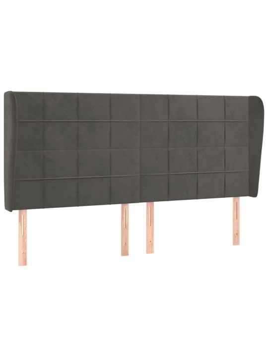 Čelo postele typu ušák tmavě šedé 203x23x118/128 cm samet