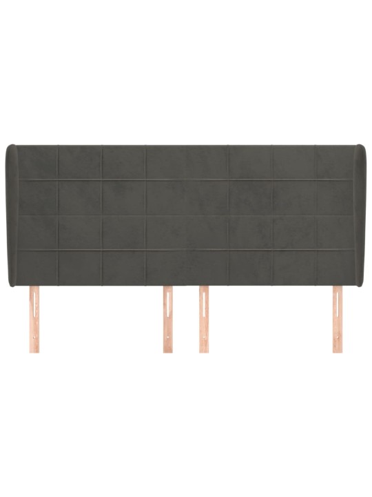 Čelo postele typu ušák tmavě šedé 203x23x118/128 cm samet