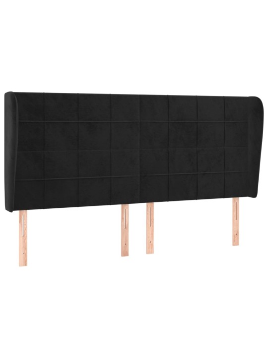 Čelo postele typu ušák černé 203x23x118/128 cm samet