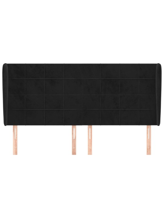 Čelo postele typu ušák černé 203x23x118/128 cm samet