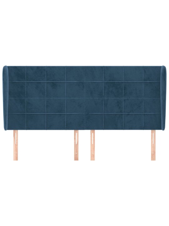 Čelo postele typu ušák tmavě modrá 203x23x118/128 cm samet