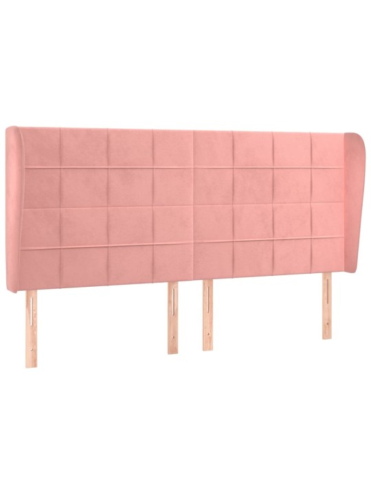 Čelo postele typu ušák růžová 203x23x118/128 cm samet