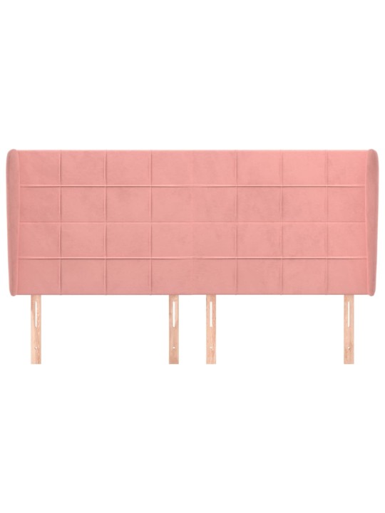 Čelo postele typu ušák růžová 203x23x118/128 cm samet