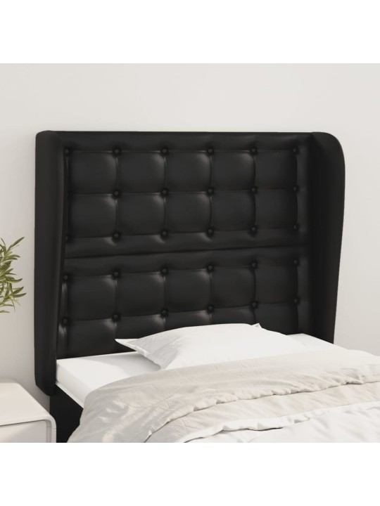 Čelo postele typu ušák černé 83 x 23 x 118/128 cm umělá kůže