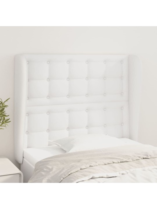 Čelo postele typu ušák bílé 83 x 23 x 118/128 cm umělá kůže