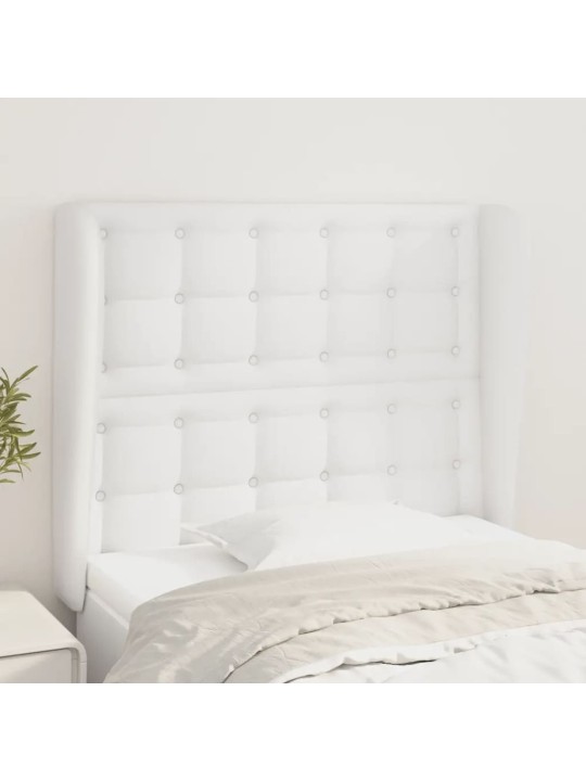 Čelo postele typu ušák bílé 93 x 23 x 118/128 cm umělá kůže