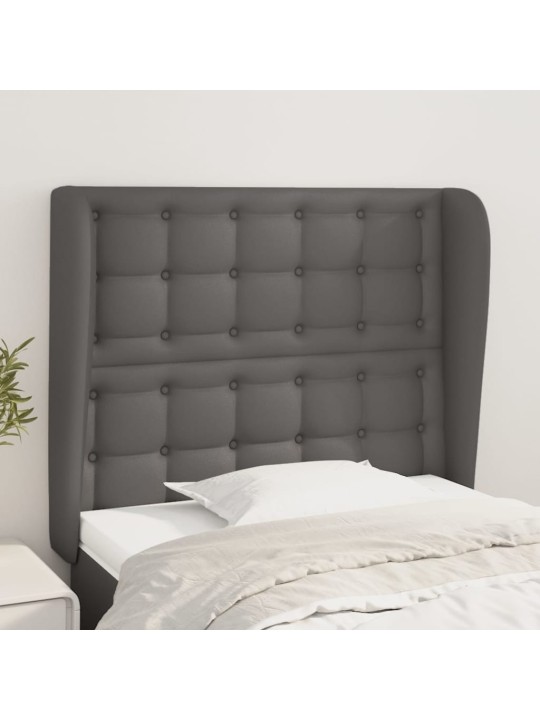 Čelo postele typu ušák tmavě šedé 103x23x118/128 cm umělá kůže