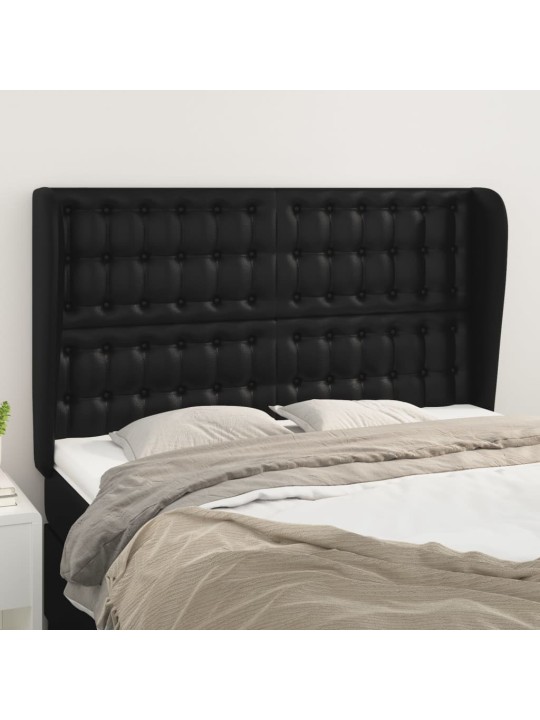 Čelo postele typu ušák černé 147x23x118/128 cm umělá kůže