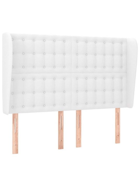 Čelo postele typu ušák bílé 147 x 23 x 118/128 cm umělá kůže