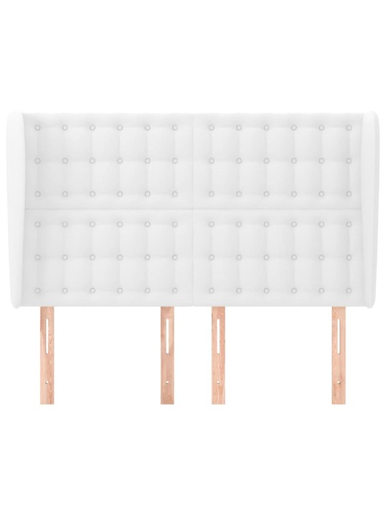 Čelo postele typu ušák bílé 147 x 23 x 118/128 cm umělá kůže