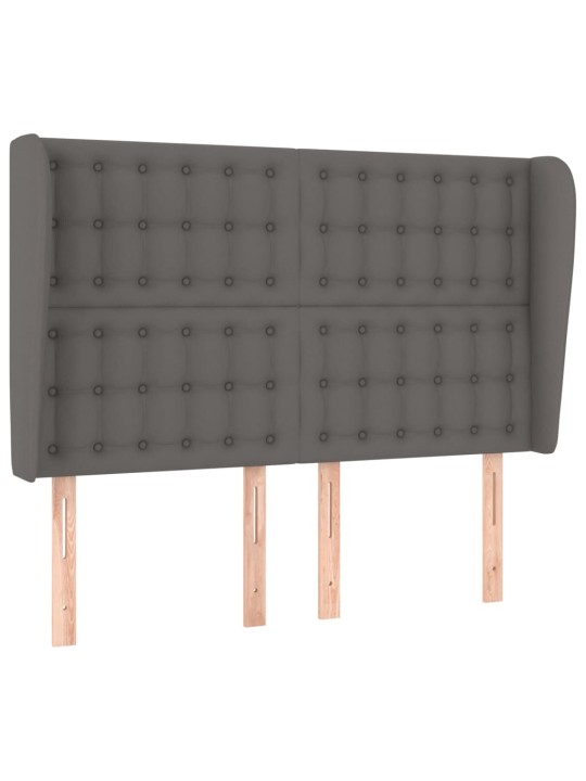 Čelo postele typu ušák tmavě šedé 147x23x118/128 cm umělá kůže