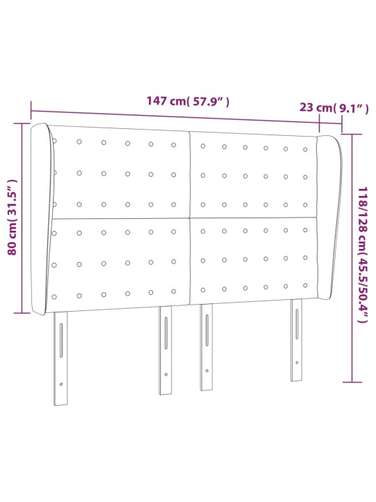 Čelo postele typu ušák tmavě šedé 147x23x118/128 cm umělá kůže