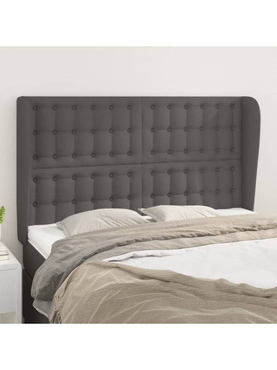 Čelo postele typu ušák tmavě šedé 147x23x118/128 cm umělá kůže