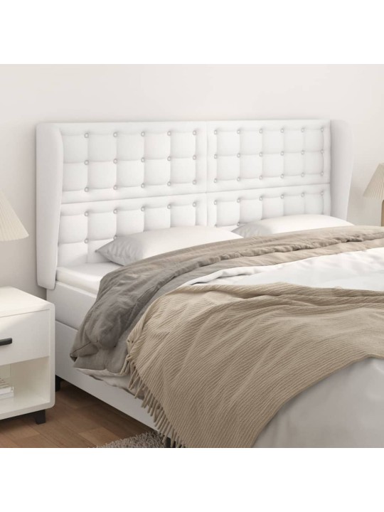 Čelo postele typu ušák bílá 163x23x118/128 cm umělá kůže