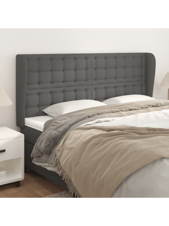 Čelo postele typu ušák tmavě šedá 163x23x118/128 cm umělá kůže
