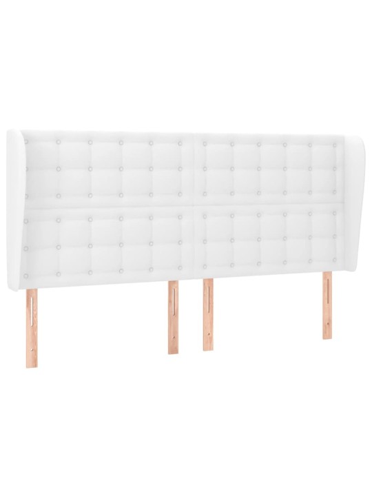 Čelo postele typu ušák bílá 183x23x118/128 cm umělá kůže