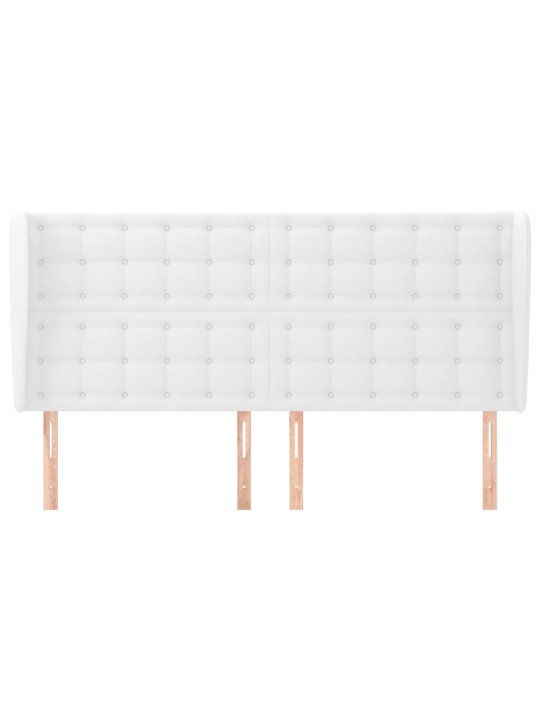 Čelo postele typu ušák bílá 183x23x118/128 cm umělá kůže