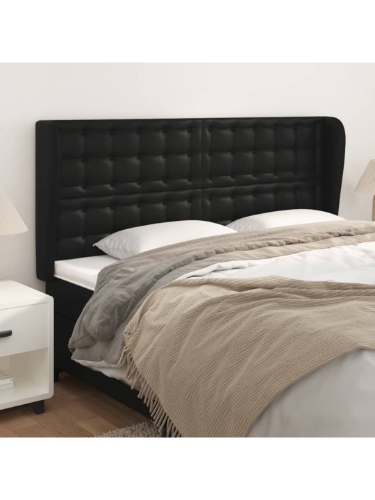 Čelo postele typu ušák černé 203x23x118/128 cm umělá kůže