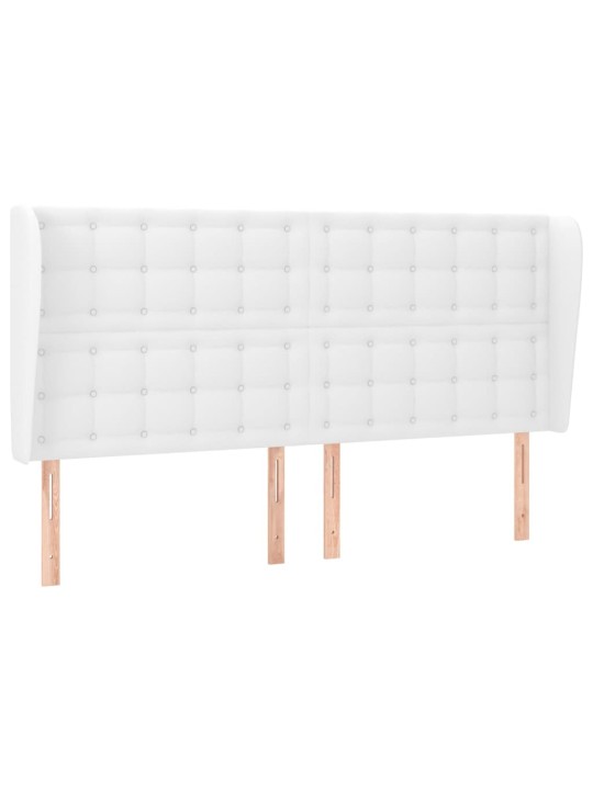 Čelo postele typu ušák bílá 203x23x118/128 cm umělá kůže