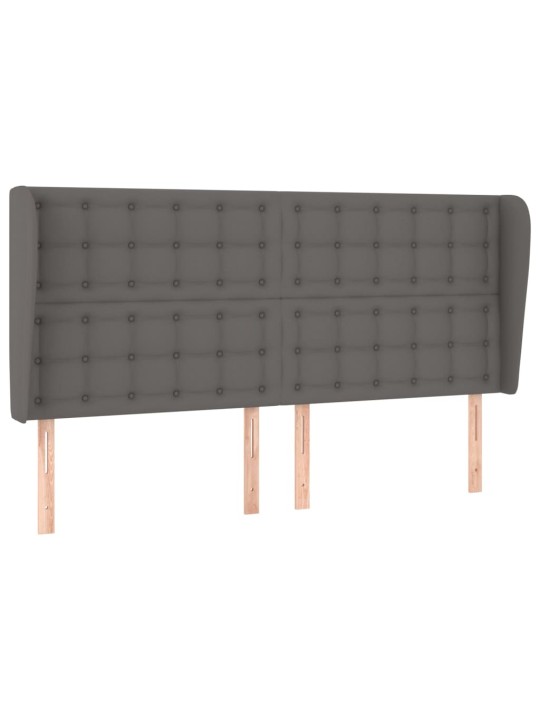Čelo postele typu ušák tmavě šedá 203x23x118/128 cm umělá kůže
