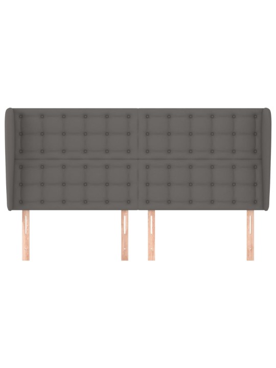 Čelo postele typu ušák tmavě šedá 203x23x118/128 cm umělá kůže
